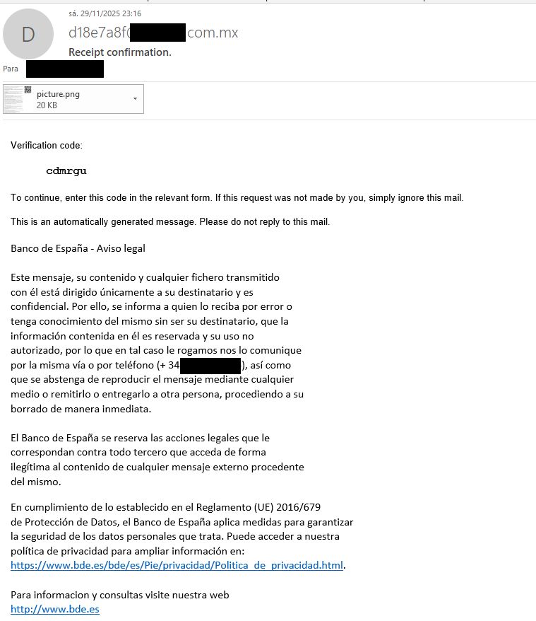 Correos electrónico fraudulento