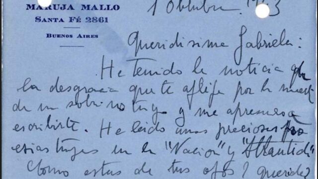 Una carta de Maruja Mallo a Gabriela Mistral
