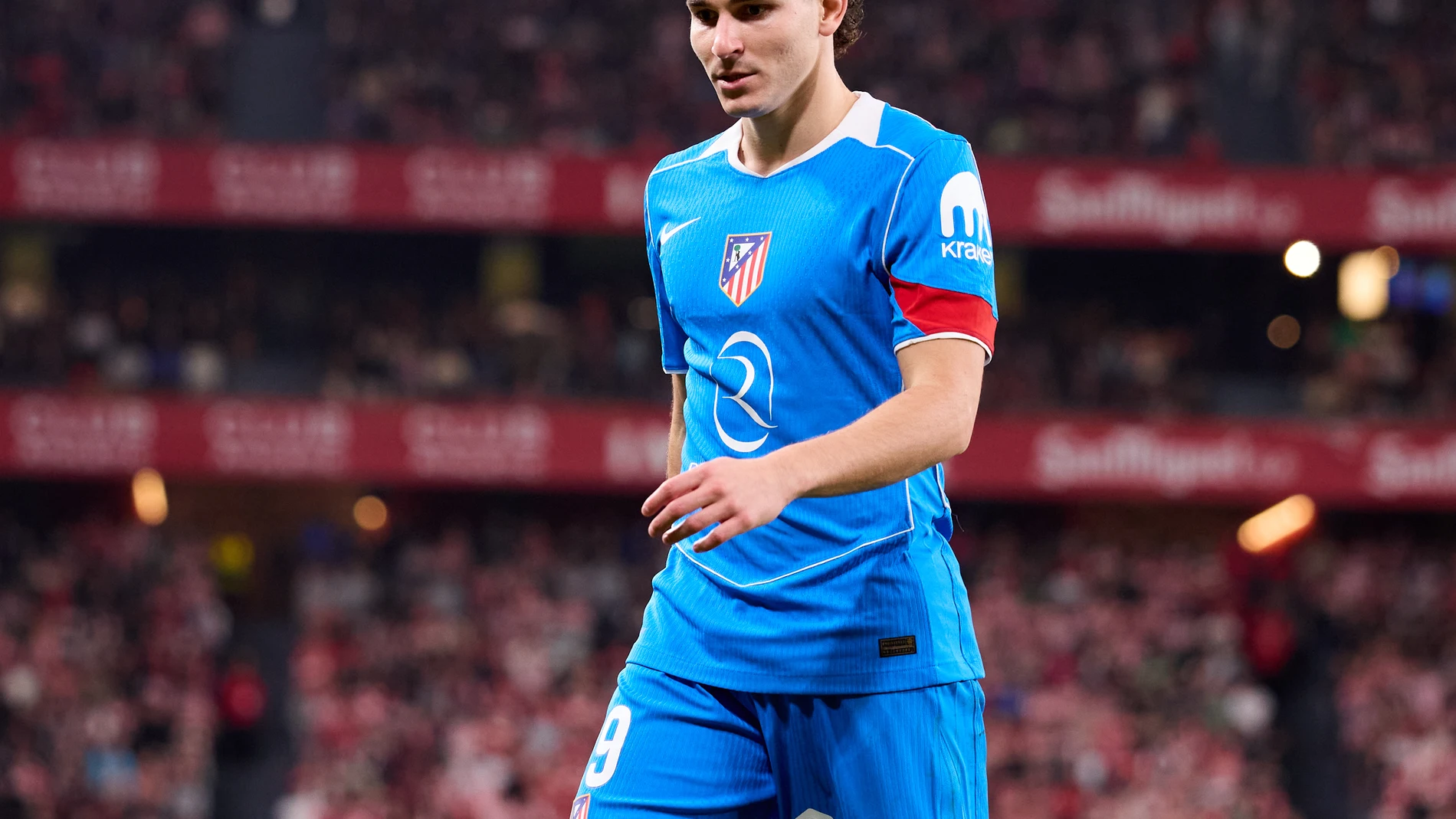 Julian Alvarez of Atletico de Madrid reacts during the LaLiga EA Sports match between Athletic Club and Atletico de Madrid at San Mames on December 6, 2025, in Bilbao, Spain. AFP7 06/12/2025 ONLY FOR USE IN SPAIN