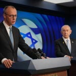 Rueda de prensa conjunta de Friedrich Merz y Benajamin Netanyahu en en Jerusal&eacute;n