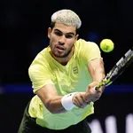 Carlos Alcaraz, en su exhibición en Nueva Jersey ante Tiafoe