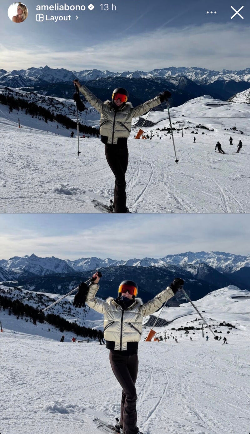 El look de Amelia Bono en la nieve.
