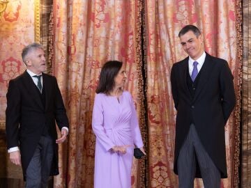 Fernando Grande Marlaska, Margarita Robles y Pedro S&aacute;nchez durante la Pascua Militar 