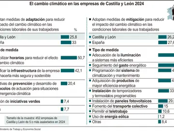 Solo una de cada cuatro empresas de Castilla y León implementa medidas para reducir el impacto del cambio climático en sus trabajadores Solo una de cada cuatro empresas de Castilla y León implementa medidas para reducir el impacto del cambio climático en sus trabajadores