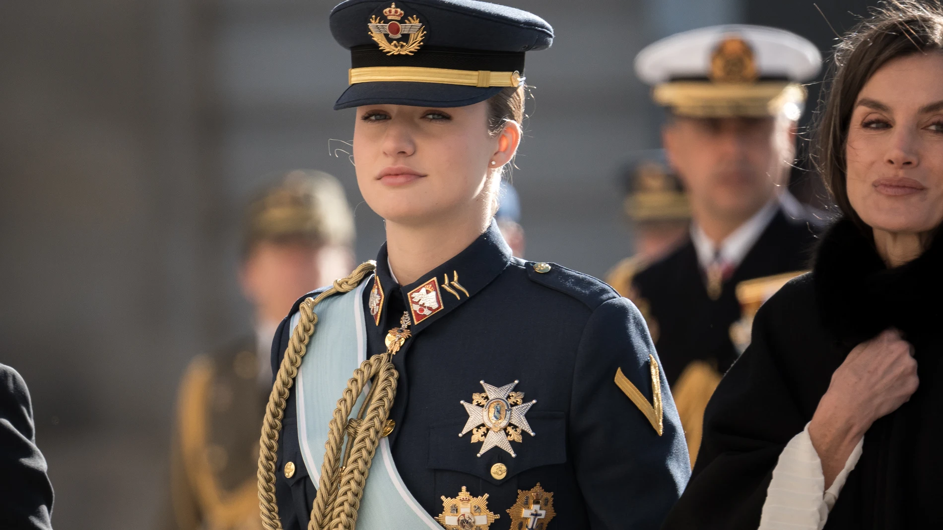 La princesa Leonor, durante la Pascua Militar, en el Palacio Real, a 6 de enero de 2026, en Madrid (España). La Pascua Militar es una ceremonia que celebra la recuperación de la localidad menorquina de Mahón el 6 de enero de 1782, que se encontraba en poder de los ingleses, durante la cual se realiza un balance de las vicisitudes del año anterior y se marcan las líneas de acción que se desarrollarán en el siguiente. Durante el acto, se rinden honores mediante el himno nacional y una salva de ...