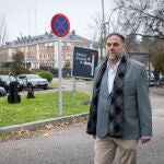 El l&iacute;der de ERC, Oriol Junqueras, ayer en el complejo de La Moncloa