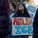 'Stop ICE Terror' rally on the one-year anniversary of President Donald Trump's second inauguration