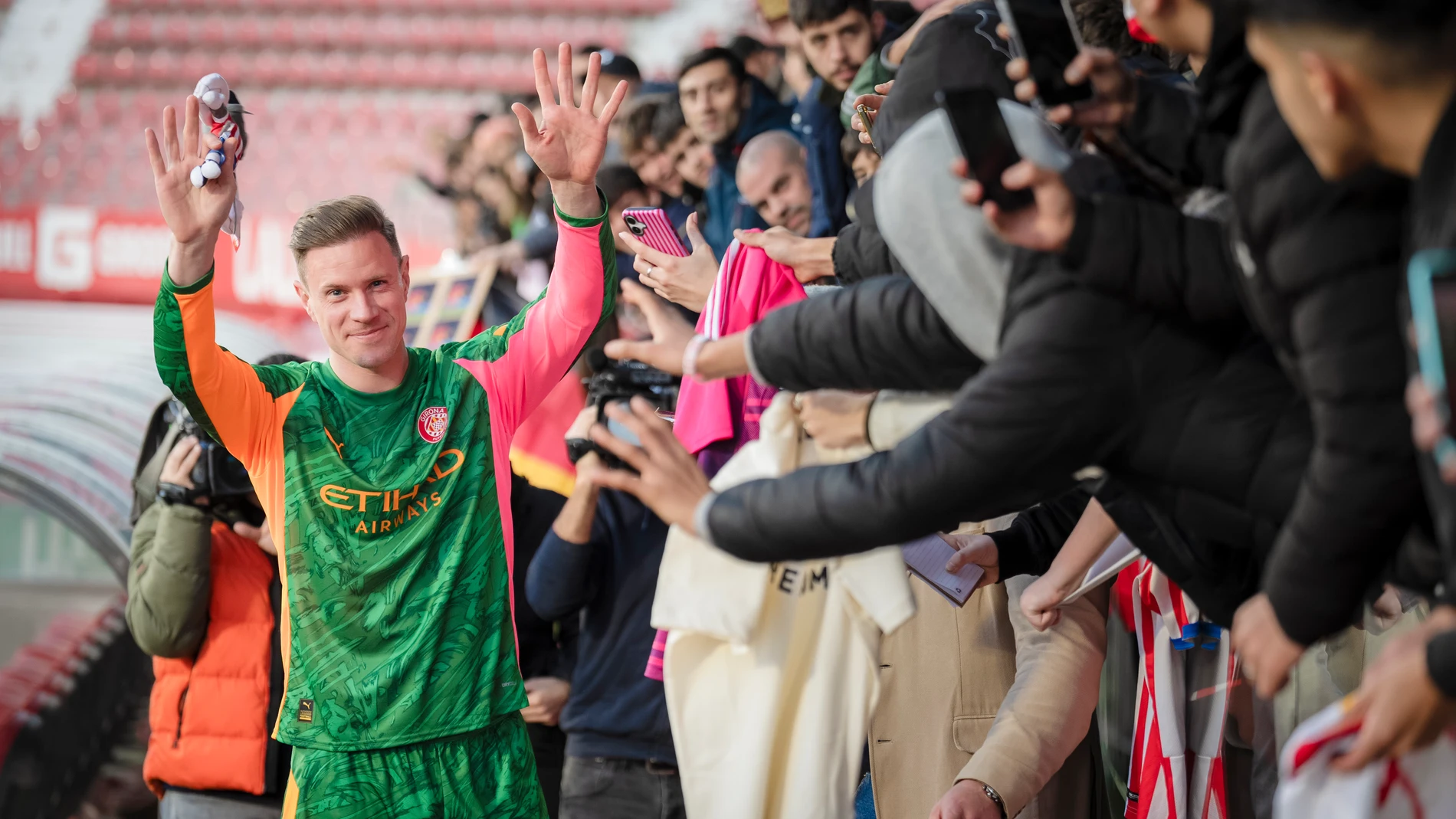 GRAFCAT7071. GIRONA, 22/01/2026.- El portero alemán Marc-André ter Stegen durante su presentación como nuevo jugador del Girona, cedido por el FC Barcelona hasta final de temporada. EFE/David Borrat.