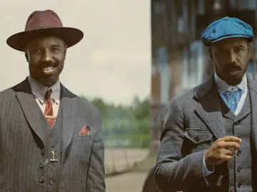 Film Review - Sinners This image released by Warner Bros Pictures shows Michael B. Jordan portraying two characters in a scene from "Sinners." (Warner Bros. Pictures via AP)