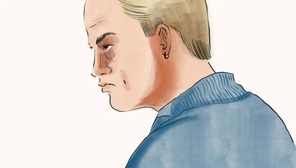 Dibujo de Marius Borg, en la sala del tribunal