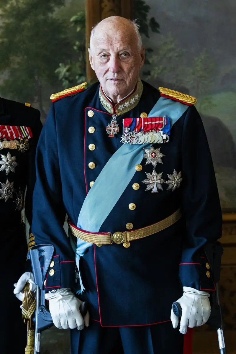 King Harald V of Norway poses in the Birds Room of the Royal Castle in Oslo, Norway, 14 May 2024