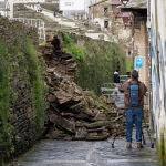 El temporal provoca el derrumbe de una parte de la Muralla de Lugo