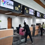 People check in at Malabo International Airport in Equatorial Guinea, on May 15, 2024