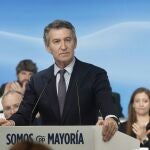 El presidente del PP, Alberto N&uacute;&ntilde;ez Feij&oacute;o, ayer en la Junta Directiva Nacional del partido