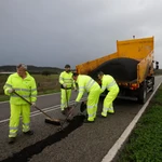 Operarios de la Diputación de Cádiz ejecutando tareas de arreglo en la CA-9208