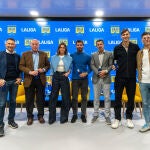 Amaia Salamanca, Maxi Iglesias, Luis Figo y Fernando Llorente en el encuentro de Sol&aacute;n de Cabras en LALIGA