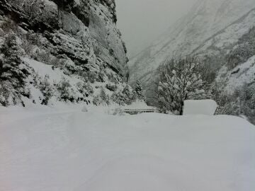 Un alud, que no ha provocado da&ntilde;os, obliga a adelantar el cierre de la carretera de acceso al balneario de Panticosa