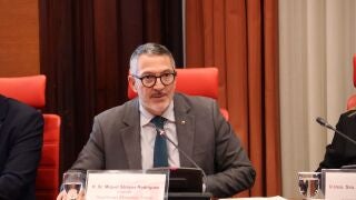 El conseller Miquel S&agrave;mper durante su comparecencia REMITIDA / HANDOUT por Parlament de Catalunya Fotograf&iacute;a remitida a medios de comunicaci&oacute;n exclusivamente para ilustrar la noticia a la que hace referencia la imagen, y citando la procedencia de la imagen en la firma 19/02/2026