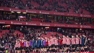 Athletic Club de Bilbao v Elche CF - LaLiga EA Sports Players of Athletic Club reacts during the LaLiga EA Sports match between Athletic Club and Elche CF at San Mames on February 21, 2026, in Bilbao, Spain. AFP7 20/02/2026 ONLY FOR USE IN SPAIN