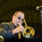 Willie Colon on stage at Grand Slam Party Latino at Marlins Park on December 5, 2015 in Miami, Florida.   