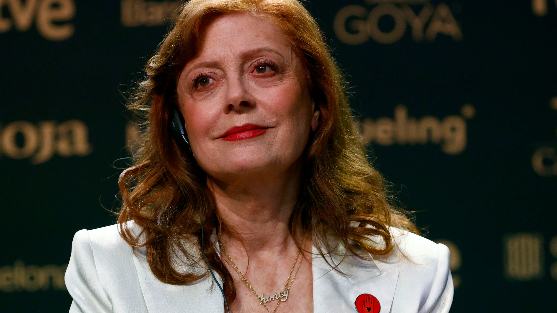 FOTODELDÍA - . BARCELONA, 27/02/2026.- La actriz estadounidense Susan Sarandon, protagonista de filmes como 'Thelma & Louise' o 'Pena de muerte', con la que ganó un Oscar, durante el encuentro con la prensa que ha mantenido este viernes, en la víspera de recoger el Premio Goya Internacional 2026 en la gala de entrega de los galardones de la Academia del Cine. EFE/Quique Garcia