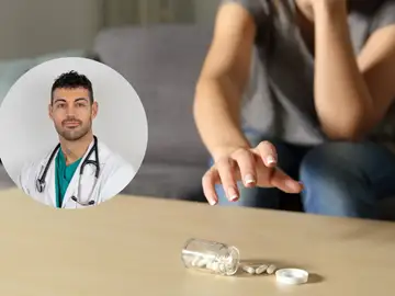 Imagen de José Abellán y de una persona junto a unos antidepresivos Imagen de José Abellán y de una persona junto a unos antidepresivos