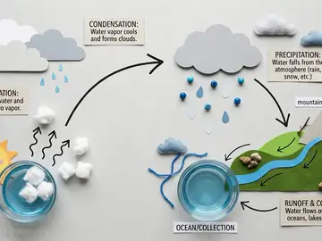 Infografía del ciclo de agua creada con la versión Nano Banana 2, de Google IA