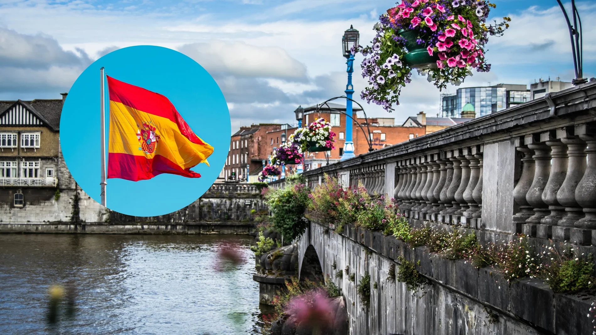 Imagen de Irlanda y de una bandera de España