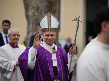 Vatican Pope Pope Leo XIV visits the parish complex of the Ascension of Our Lord Jesus Christ on the outskirts of Rome, Sunday, March 1, 2026. (AP Photo/Alessandra Tarantino)