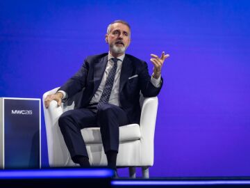 El presidente de Telef&oacute;nica, Marc Murtra, en su intervenci&oacute;n en el Mobile World Congress (MWC)