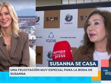 Susanna Griso escucha el mensaje de felicitaci&oacute;n de Ana Rosa Quintana por su boda