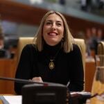 La presidenta en funciones de Extremadura, Mar&iacute;a Guardiola, durante la sesi&oacute;n constitutiva de la XII Legislatura de la Asamblea de Extremadura