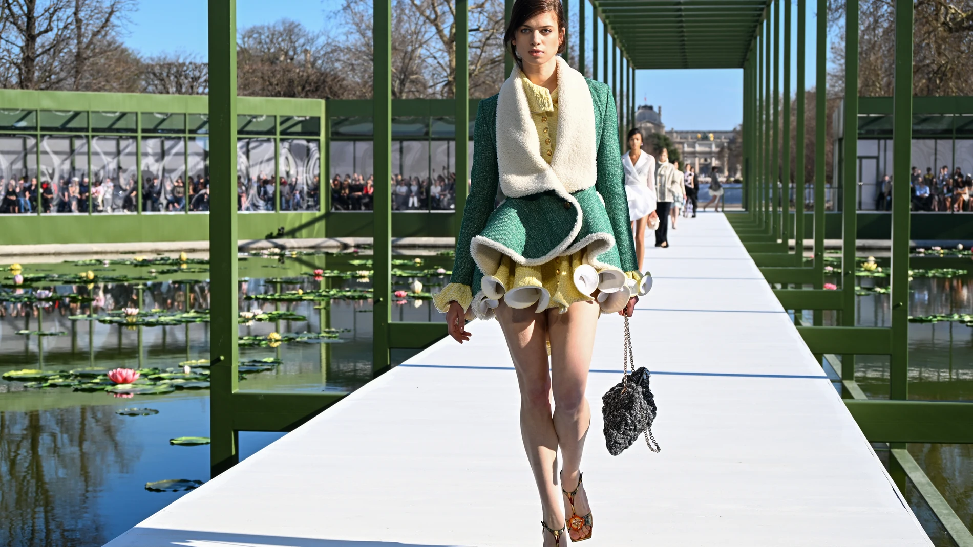 A model wears a creation from the Christian Dior Fall/Winter 2026-2027 Women's collection presented in Paris, Tuesday, March 3, 2026. (AP Photo/Emma Da Silva)