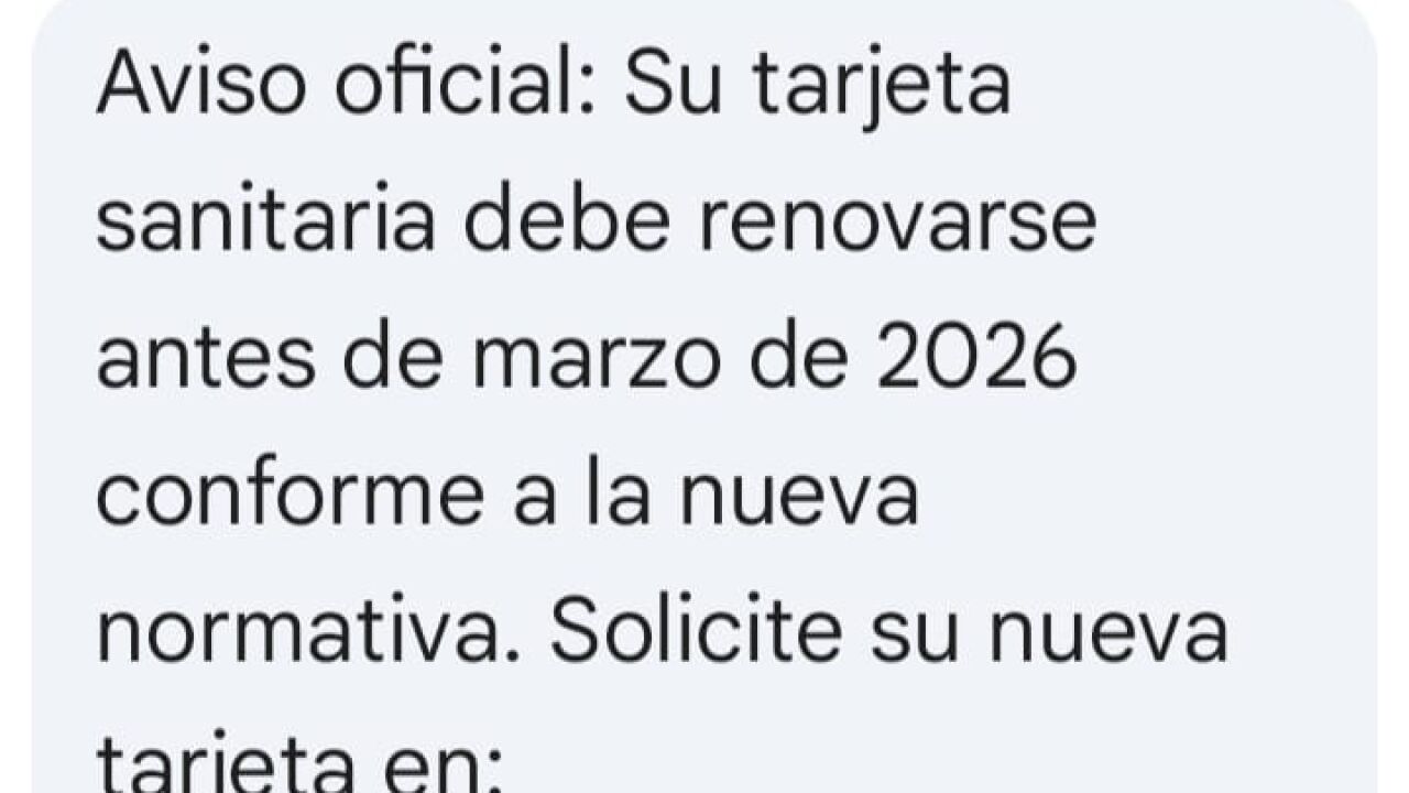 Sacyl alerta de intentos de engaño a través de textos por SMS relativos a la validez de la tarjeta sanitaria