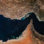 Vista desde un sat&eacute;lite del Estrecho de Ormuz 