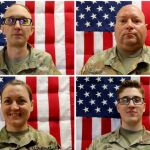 Desde arriba y de izquierda a derecha, Declan J. Coady, Nicole M. Amor, Noah L. Tietjens y Cody A. Khork abatidos en Kuwait