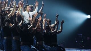 Harry Styles performs during the Brit Awards 2026 in Manchester, England, Saturday, Feb. 28, 2026. (Photo by Scott A Garfitt/Invision/AP)