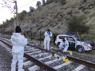 Expertos de la Guardia Civil analizan las vías tras el accidente ferroviario registrado ayer en Adamuz (Córdoba), en el que al menos 39 personas han muerto y un centenar han resultado heridas. Expertos de la Guardia Civil analizan las vías tras el accidente ferroviario registrado ayer en Adamuz (Córdoba), en el que al menos 39 personas han muerto y un centenar han resultado heridas.
