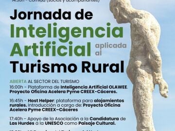 Cartel de la jornada sobre Inteligencia Artificial aplicada al turismo rural REMITIDA / HANDOUT por CREEX Fotograf&iacute;a remitida a medios de comunicaci&oacute;n exclusivamente para ilustrar la noticia a la que hace referencia la imagen, y citando la procedencia de la imagen en la firma 06/03/2026