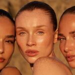 Tres modelos con piel luminosa y acabado glow