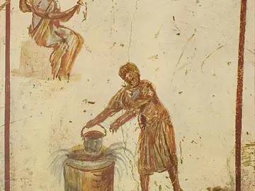 Cristo y la Samaritana" (siglo II). Catacumbas de san Calixto, Roma. Cristo y la Samaritana" (siglo II). Catacumbas de san Calixto, Roma.