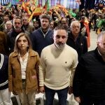 El presidente de Vox, Santiago Abascal y el candidato de Vox a la Junta, Carlos Poll&aacute;n, protagonizan un mitin en el Palacio de Congresos de Le&oacute;n