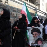 Medical personnel protest outside destroyed Gandhi Hospital