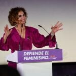 La secretaria general del PSOE-A, vicepresidenta primera del Gobierno y ministra de Hacienda, Mar&iacute;a Jes&uacute;s Montero, en la entrega de los Premios Campoamor en San Fernando (C&aacute;diz)