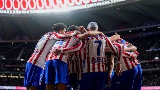 Nico Gonzalez of Atletico de Madrid celebrates a goal with teammates during the Spanish League, LaLiga EA Sports, football match played between Atletico de Madrid and Real Sociedad at Riyadh Air Metropolitano stadium on March 07, 2026, in Madrid, Spain. AFP7 07/03/2026 ONLY FOR USE IN SPAIN