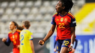 Edna Imade celebra un gol con la selecci&oacute;n espa&ntilde;ola de f&uacute;tbol.RFEF / Europa Press07/03/2026