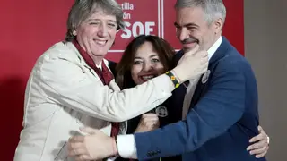Martínez, Miriam Andrés y Fernando Mariano Samper, en el mitin de este domingo en Palencia Martínez, Miriam Andrés y Fernando Mariano Samper, en el mitin de este domingo en Palencia