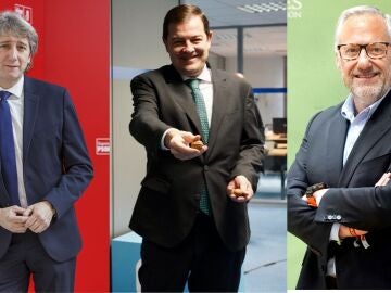 Fern&aacute;ndez Ma&ntilde;ueco, flanqueado por Carlos Mart&iacute;nez (PSOE y Carlos Poll&aacute;n (VOX)