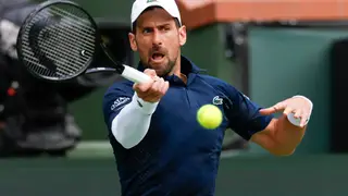 Tennis BNP Paribas Open - Day 6 INDIAN WELLS (United States), 09/03/2026.- Novak Djokovic of Serbia in action during the men’s singles match against Aleksandar Kovacevic of the US on day 6 of the BNP Paribas Open tennis tournament in Indian Wells, California, USA, 09 March 2026. (Tenis) EFE/EPA/JOHN G. MABANGLO