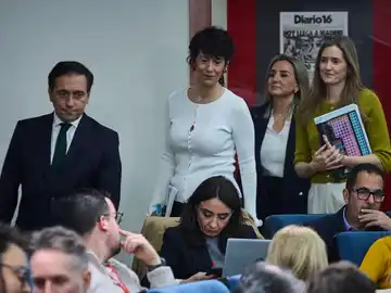 La ministra de Educación, Formación Profesional y Deportes, Milagros Tolón; la vicepresidenta tercera y minist La ministra de Educación, Formación Profesional y Deportes, Milagros Tolón; la vicepresidenta tercera y ministra para la Transición Ecológica y el Reto Demográfico, Sara Aagesen; la ministra de Inclusión, Seguridad Social y Migraciones y portavoz del Gobierno, Elma Saiz, y el ministro de Asuntos Exteriores, Unión Europea y Cooperación, José Manuel Albares, ofrecen una rueda de prensa posterior a la reunión del Consejo de Ministros, este martes, en Madrid © Alberto R. Roldán / Diario La Razón....